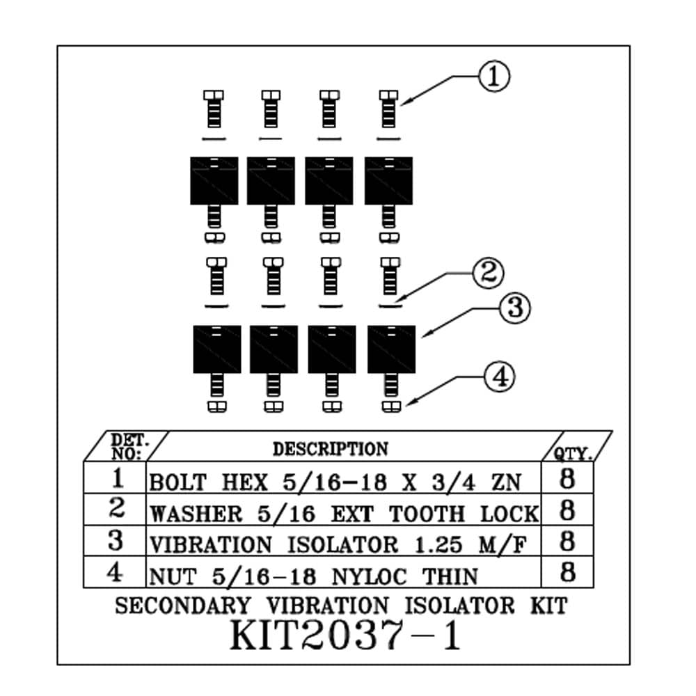 Secondary Isolator Kit 2814 TH Set OF 8 Hawk Enterprises